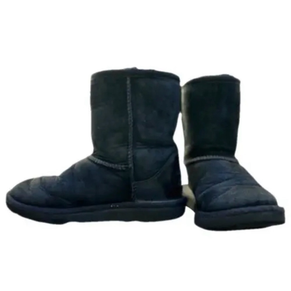 UGG‎ Classic Short Women's Black Suede Fuzzy Warm Winter Boots Size 6W GUC